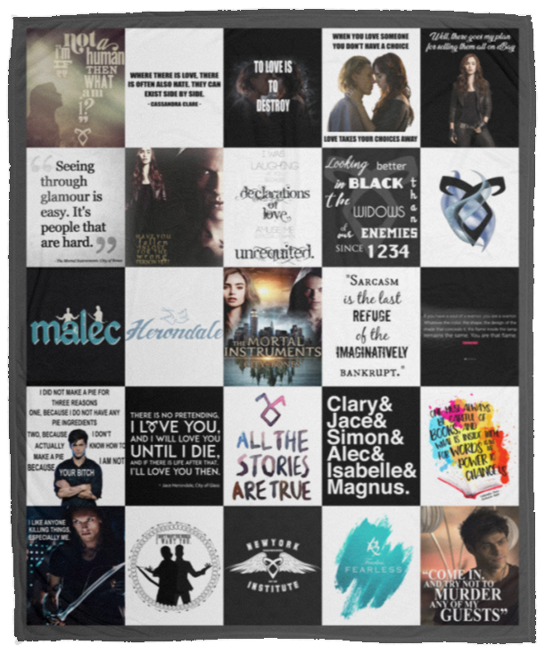 Cassandra Clare Blankets, The Shadowhunter Chronicles Quilt, Fleece Sherpa VPM Cozy Plush Fleece Blanket - 50x60