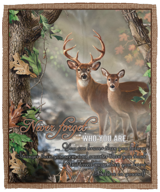 Deer Blanket, Never Forget Who You Are Fleece, Sherpa Blanket - VPM Cozy Plush Fleece Blanket - 50x60