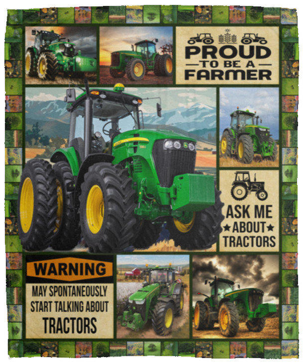 Green Tractor Blanket, Farmer in Training Fleece, Sherpa Blanket Tractor On Farm VPM Cozy Plush Fleece Blanket - 50x60