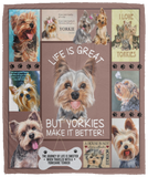 Yorkies Dog Blanket, Yorkies Make Life Better Fleece, Sherpa Blanket VPM Cozy Plush Fleece Blanket - 50x60