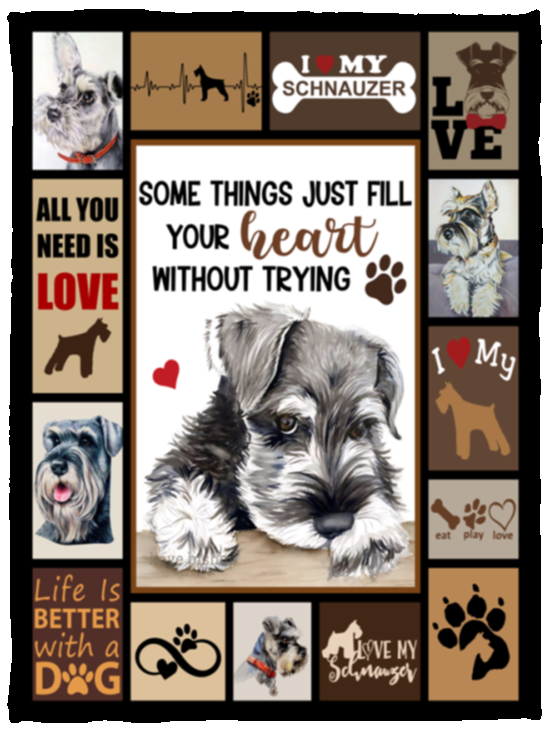 Schnauzer Dog Blanket, Schnauzer Dog Fleece, Sherpa Blanket - VPS Cozy Plush Fleece Blanket - 30x40