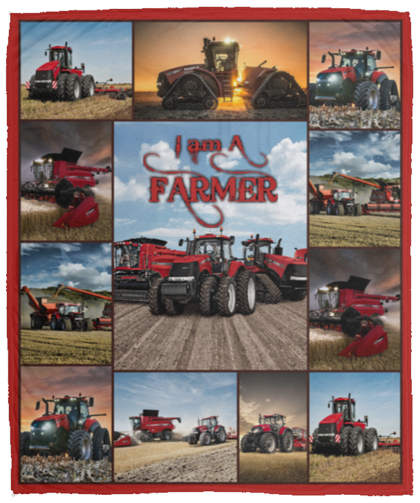 Case IH Tractor Collection Blanket, I Am A Farmer Fleece, Sherpa Blanket VPM Cozy Plush Fleece Blanket - 50x60