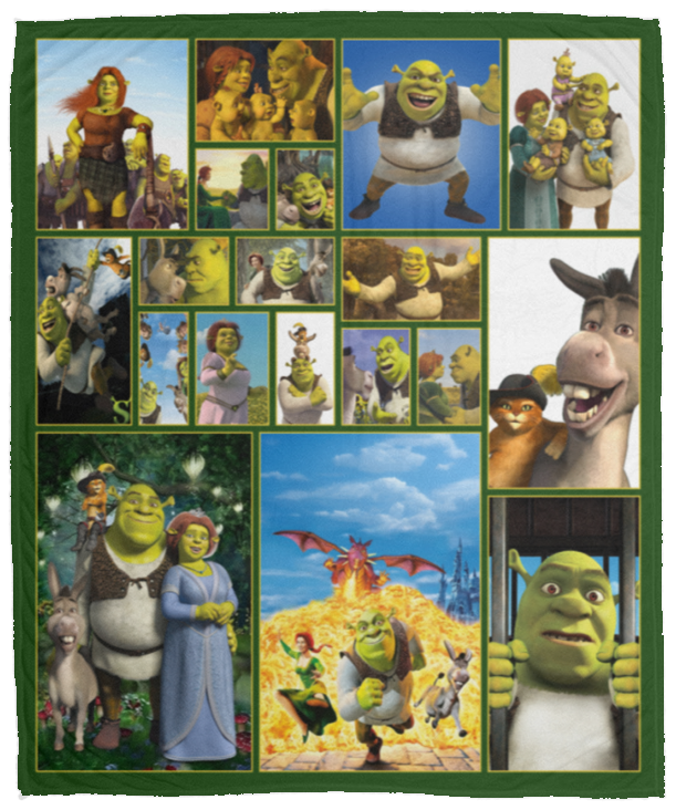 Shrek Character Movie Blanket, Family Shrek Movie Fleece, Sherpa Blanket VPM Cozy Plush Fleece Blanket - 50x60