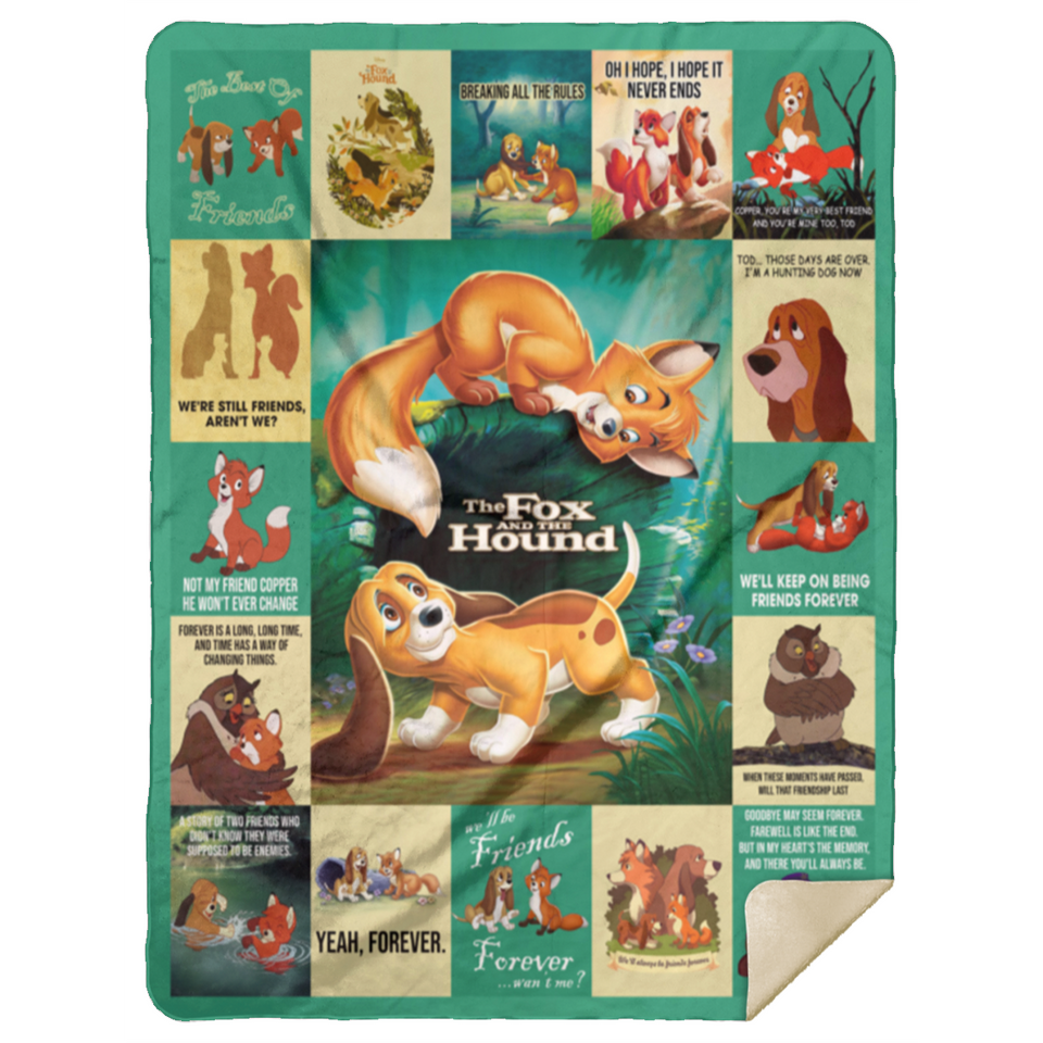 Tod and Copper Blanket, The Fox And The Hound Cartoon Movies Fleece Blanket MSHL Premium Sherpa Blanket 60x80