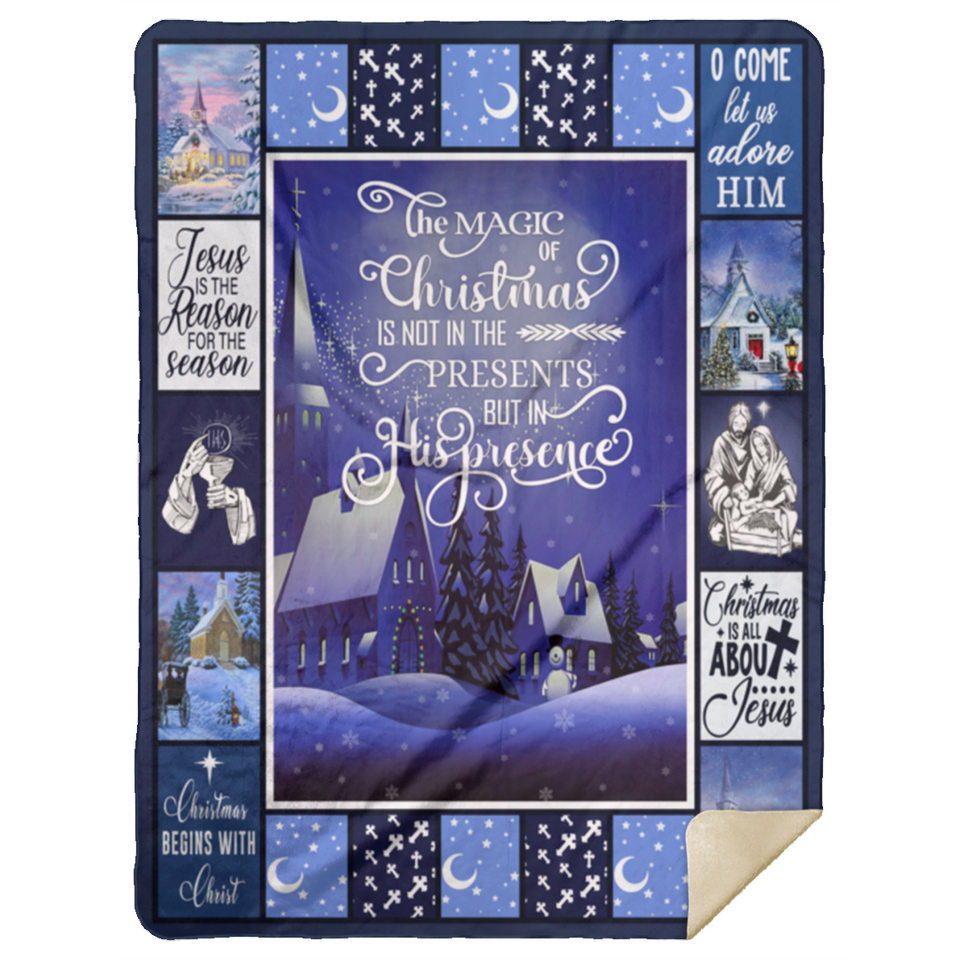 Jesus Christmas Blanket, Merry Christmas Fleece, Sherpa Blanket - MSHL Premium Mink Sherpa Blanket 60x80