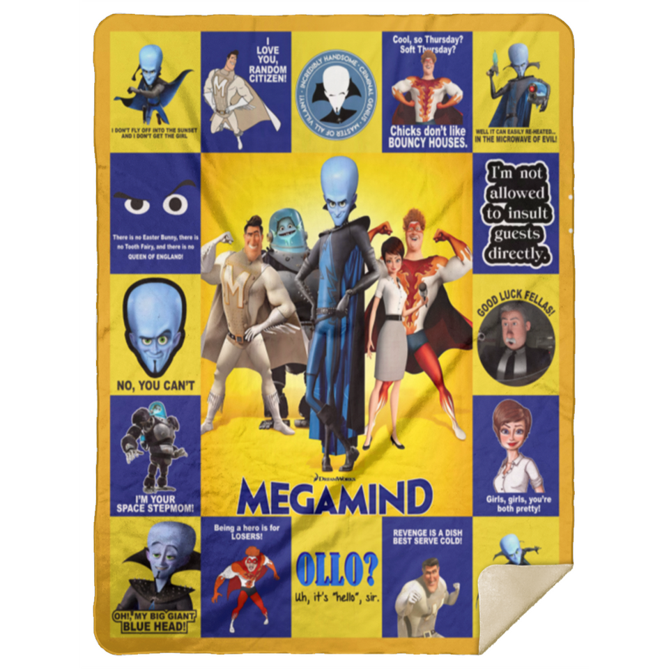Megamind Blanket, Megamind 3D Movie Fleece, Sherpa Blanket Soft and Cozy Luxury MSHL Premium Sherpa Blanket 60x80