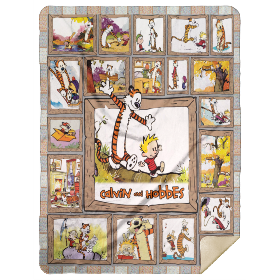 Calvin And Hobbes Blanket, Bill Watterson Fleece, Sherpa Blanket Soft and Cozy MSHL Premium Sherpa Blanket 60x80