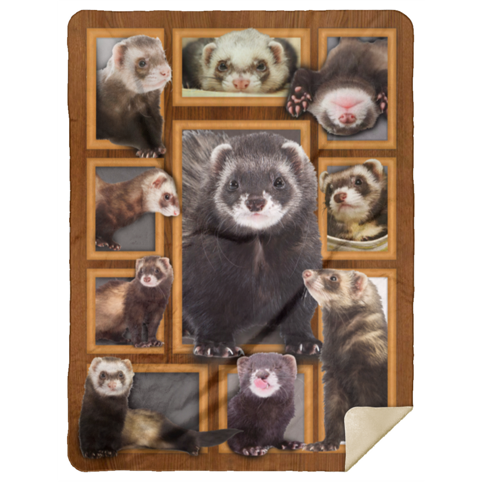 Ferret Blanket, Ferret 3D Fleece, Sherpa Blanket, Ferret Lover Gift Ideas MSHL Premium Sherpa Blanket 60x80