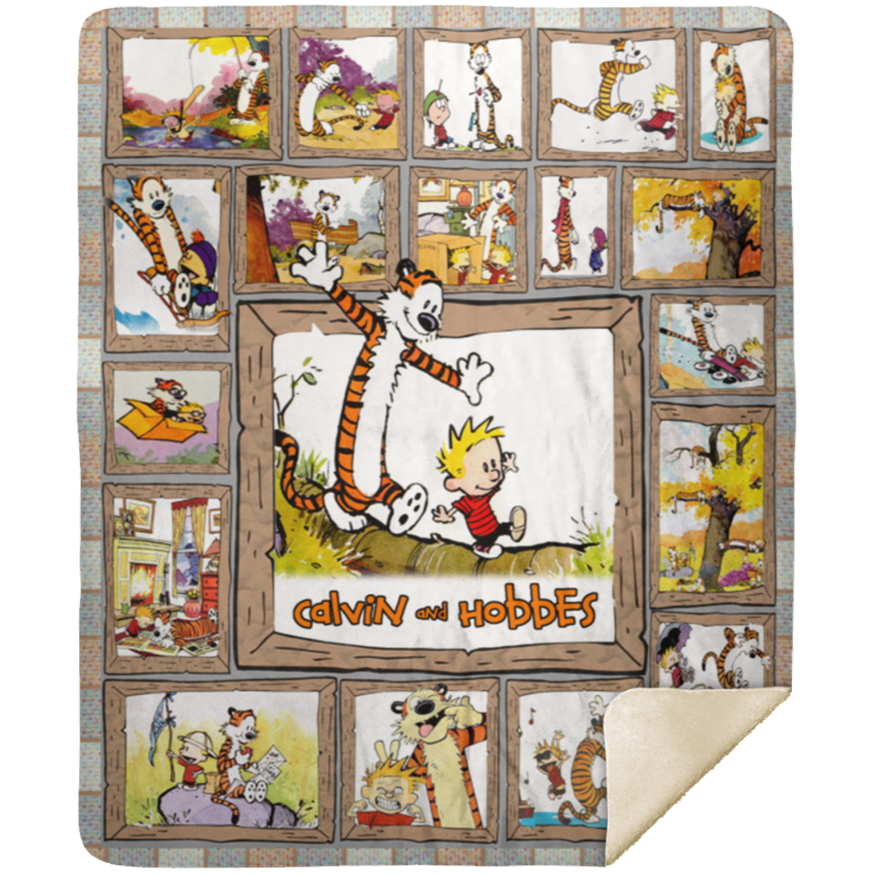 Calvin And Hobbes Blanket, Bill Watterson Fleece, Sherpa Blanket Soft and Cozy MSHM Premium Sherpa Blanket 50x60