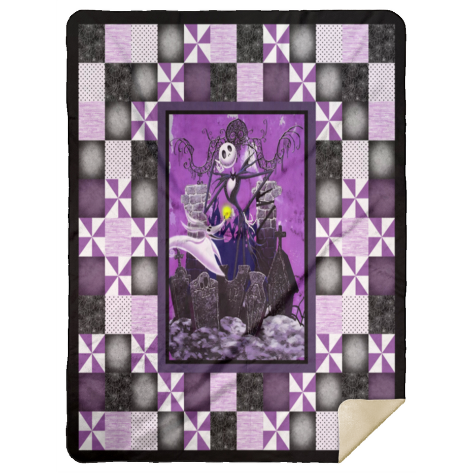Skull Blanket - Smilling Skull Girl Fleece, Sherpa Blanket - Jack Skellington MSHL Premium Sherpa Blanket 60x80