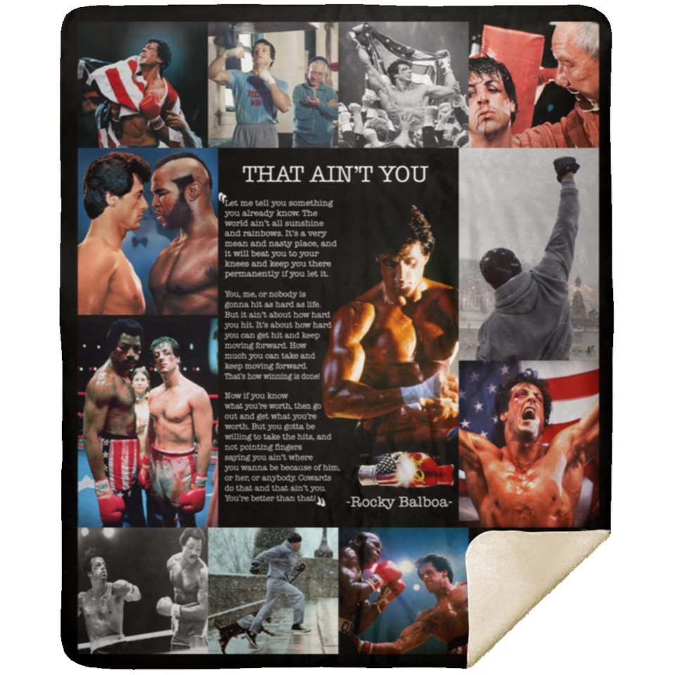 Rocky Balboa Blanket, Rocky Balboa Quotes Fleece, Sherpa Blanket MSHM Premium Sherpa Blanket 50x60