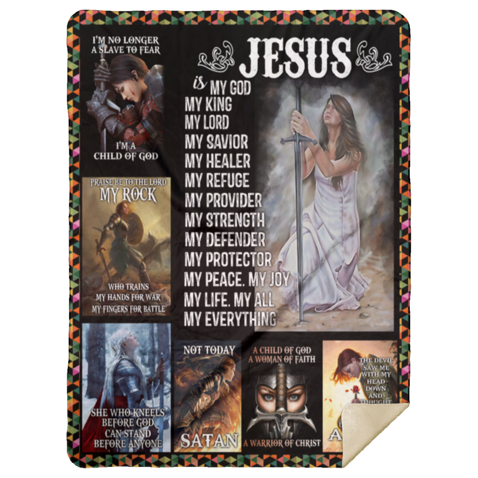 Jesus Is My Everything Blanket, Knight Templar Fleece, Sherpa Blanket MSHL Premium Sherpa Blanket 60x80