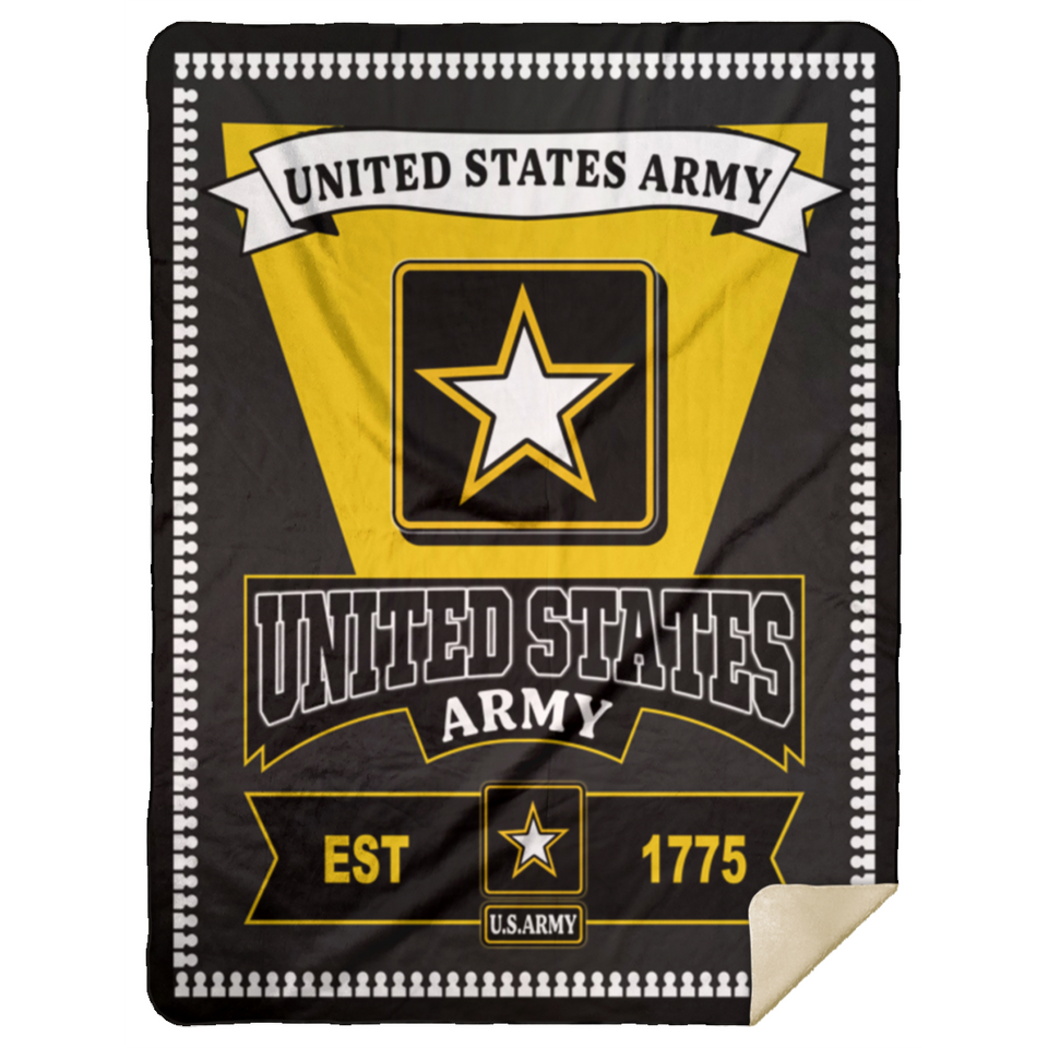 United States Army Blanket, Proud US Army Fleece, Sherpa Blanket - MSHL Premium Mink Sherpa Blanket 60x80
