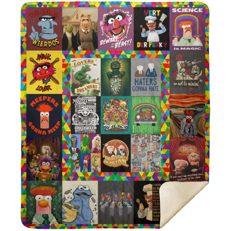 The Muppets Blanket, Muppet Show Fleece, Sherpa Blanket All Seasons MSHM Premium Sherpa Blanket 50x60