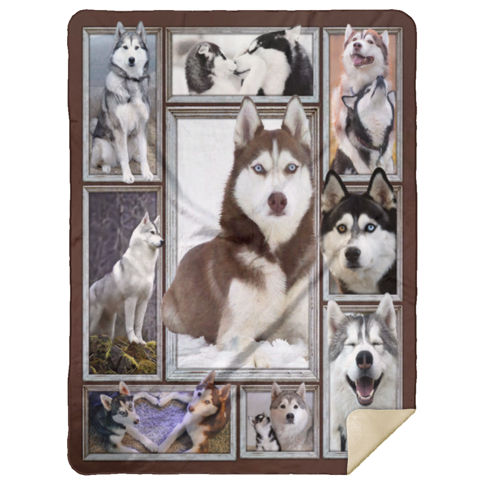 Husky Love From My Husky Blanket, Husky 3D Fleece, Sherpa Blanket MSHL Premium Mink Sherpa Blanket 60x80