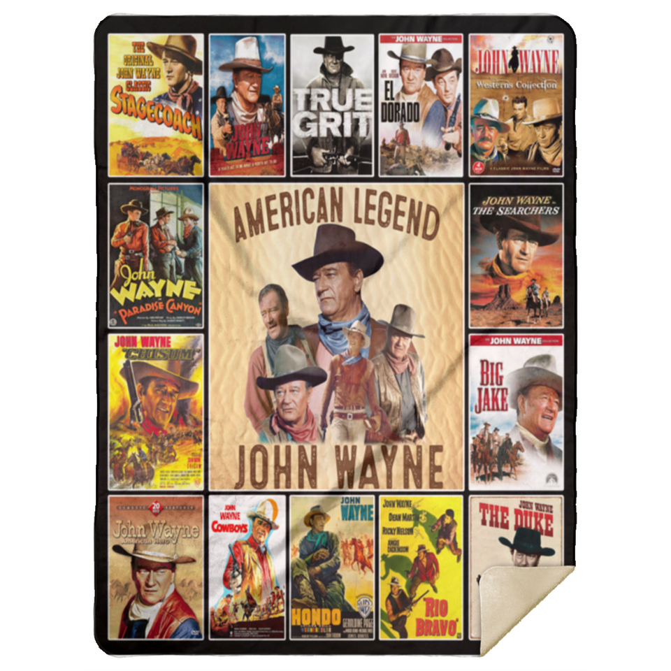 American Legend John-Wayne Blanket - Starring John Hero Wayne American Fleece Sherpa Blanket White - MSHL Premium Mink Sherpa Blanket 60x80