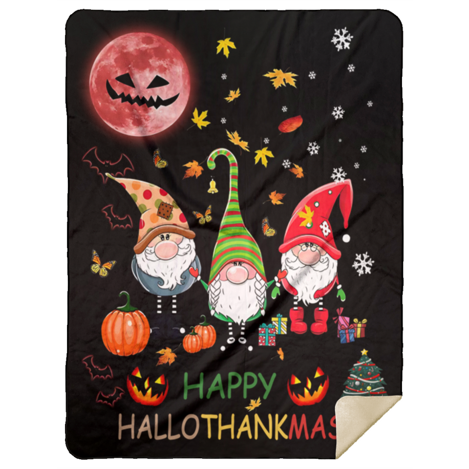 Halloween Gnome Blanket, Halloween Decor Throws Blanket Trick or Treat Blankets MSHL Premium Mink Sherpa Blanket 60x80