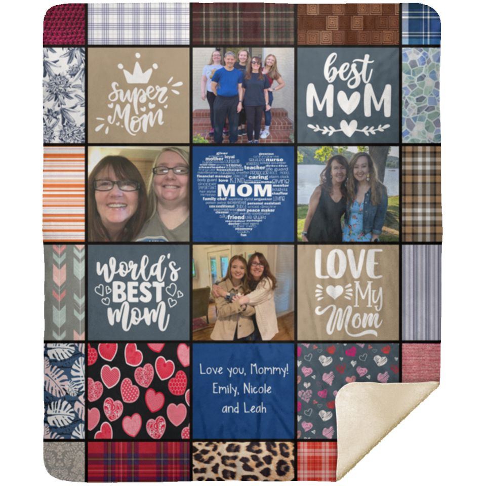 Love you, Mommy! Emily, Nicole and Leah - MSHM Premium Mink Sherpa Blanket 50x60