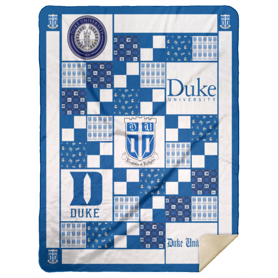 Duke Blue Devils 1 Blanket Fleece Sherpa Throw Blanket for Bedroom Sofa MSHL Premium Mink Sherpa Blanket 60x80