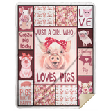 Crazy Pig Lady Blanket, Just a Girl Who Loves Pigs Fleece, Sherpa Blanket MSHL Premium Mink Sherpa Blanket 60x80