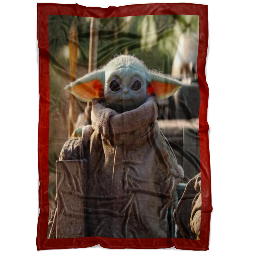 Baby Yoda Blanket, Star Wars Blanket - Cozy Plush Fleece, Sherpa Blanket (White) - TL2
