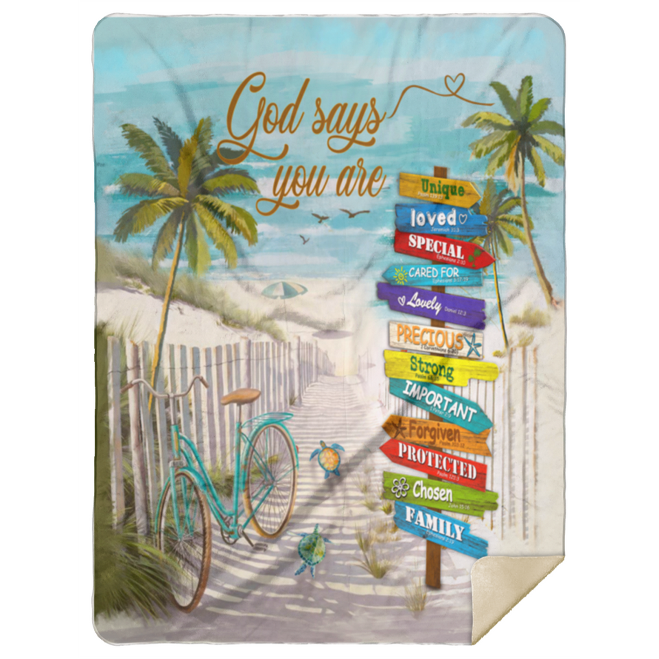 Beach Turtle God Says You are Blanket Quilt Fleece Sherpa Throw Blanket - MSHL Premium Mink Sherpa Blanket 60x80
