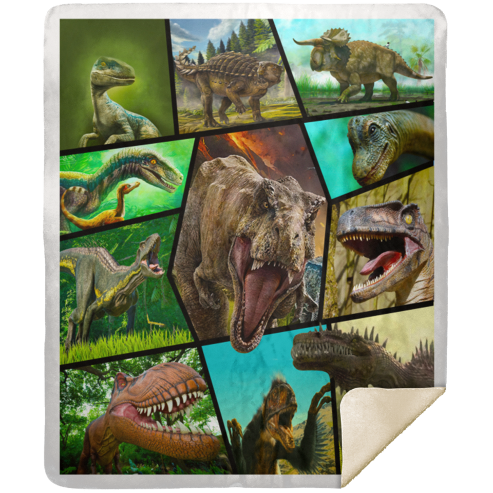 Dinosaur 3D Blanket Dinosaur Lover Quilt Fleece Sherpa Throw Blanket - MSHM Premium Mink Sherpa Blanket 50x60