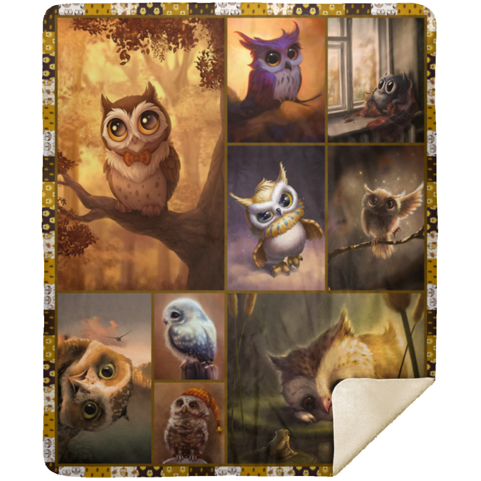Owl Blanket, Owl Gifts for Women and Kids Fleece, Sherpa Blanket MSHM Premium Mink Sherpa Blanket 50x60