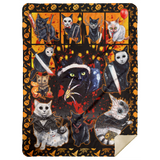 Cats Horror Movie Characters Blanket, Halloween With Cats Fleece, Sherpa Blanket MSHL Premium Mink Sherpa Blanket 60x80