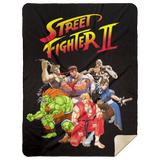 Street Fighter II Video Game Inspired Sherpa Bed Blanket Plush Throw Blanket - MSHL Premium Mink Sherpa Blanket 60x80