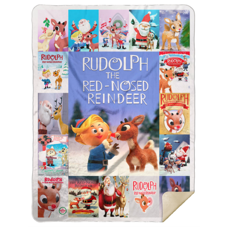 Rudolph The Red Nosed Reindeer Fleece, Sherpa Blanket Christmas TV special - MSHL Premium Mink Sherpa Blanket 60x80
