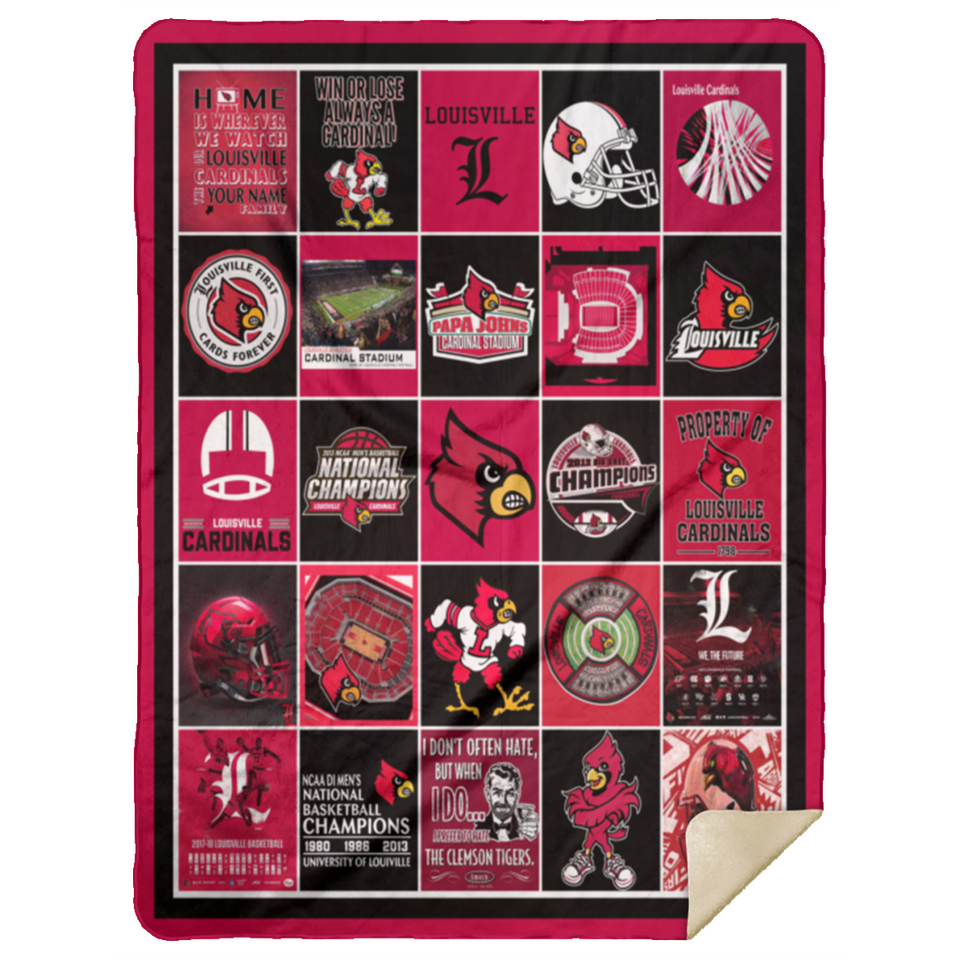 Louisville Cardinals Blanket Fleece Sherpa Throw Blanket for Bedroom - MSHL Premium Mink Sherpa Blanket 60x80
