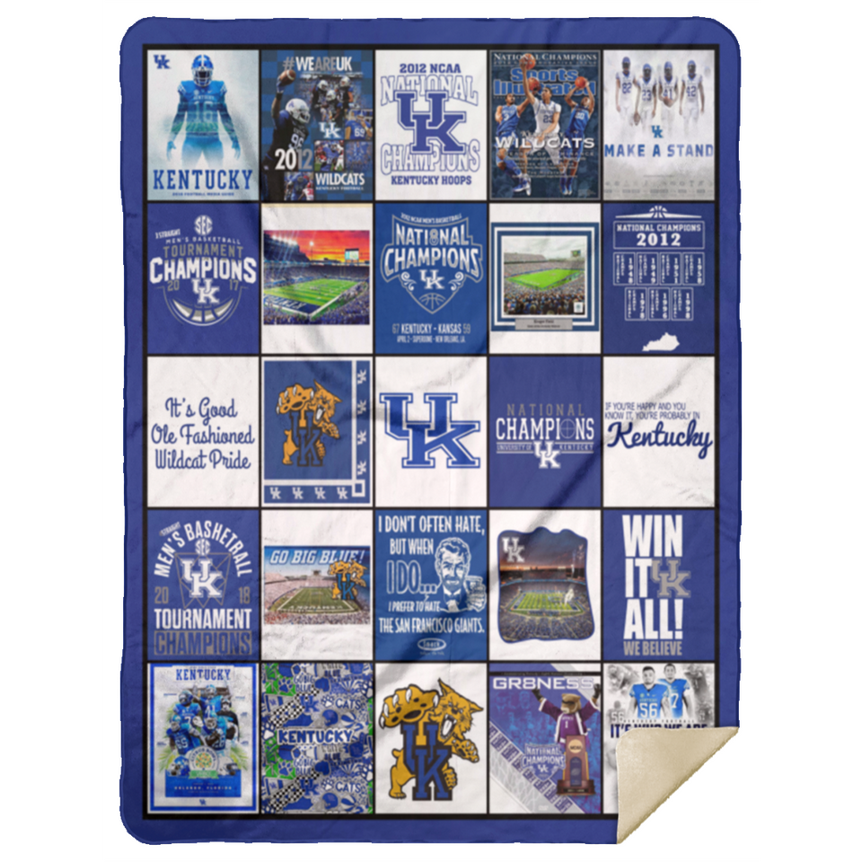 Kentucky Wildcats Blanket Fleece Sherpa Throw Blanket for Bedroom - MSHL Premium Mink Sherpa Blanket 60x80