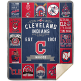 Cleveland Indians Blanket Cleveland Indians Baseball Quilt Fleece Sherpa - MSHM Premium Mink Sherpa Blanket 50x60
