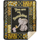 Elephant Sunflower Blanket, You Are My Sunshine Fleece, Sherpa Blanket MSHM Premium Mink Sherpa Blanket 50x60