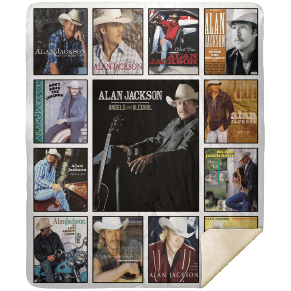 Alan Jackson Album Blanket, Alan Jackson Fleece, Sherpa Blanket for Fans - MSHM Premium Mink Sherpa Blanket 50x60