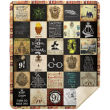 Harry Potter Blanket, Hogwarts School Fleece Sherpa Blanket Gift For Fans MSHM Premium Mink Sherpa Blanket 50x60