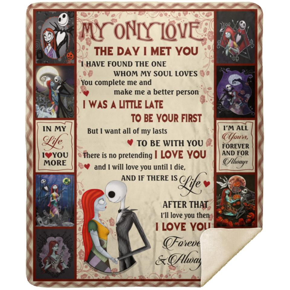 Jack and Sally Blanket, My Only Love Fleece, Sherpa Blanket Valentine's Gift MSHM Premium Mink Sherpa Blanket 50x60