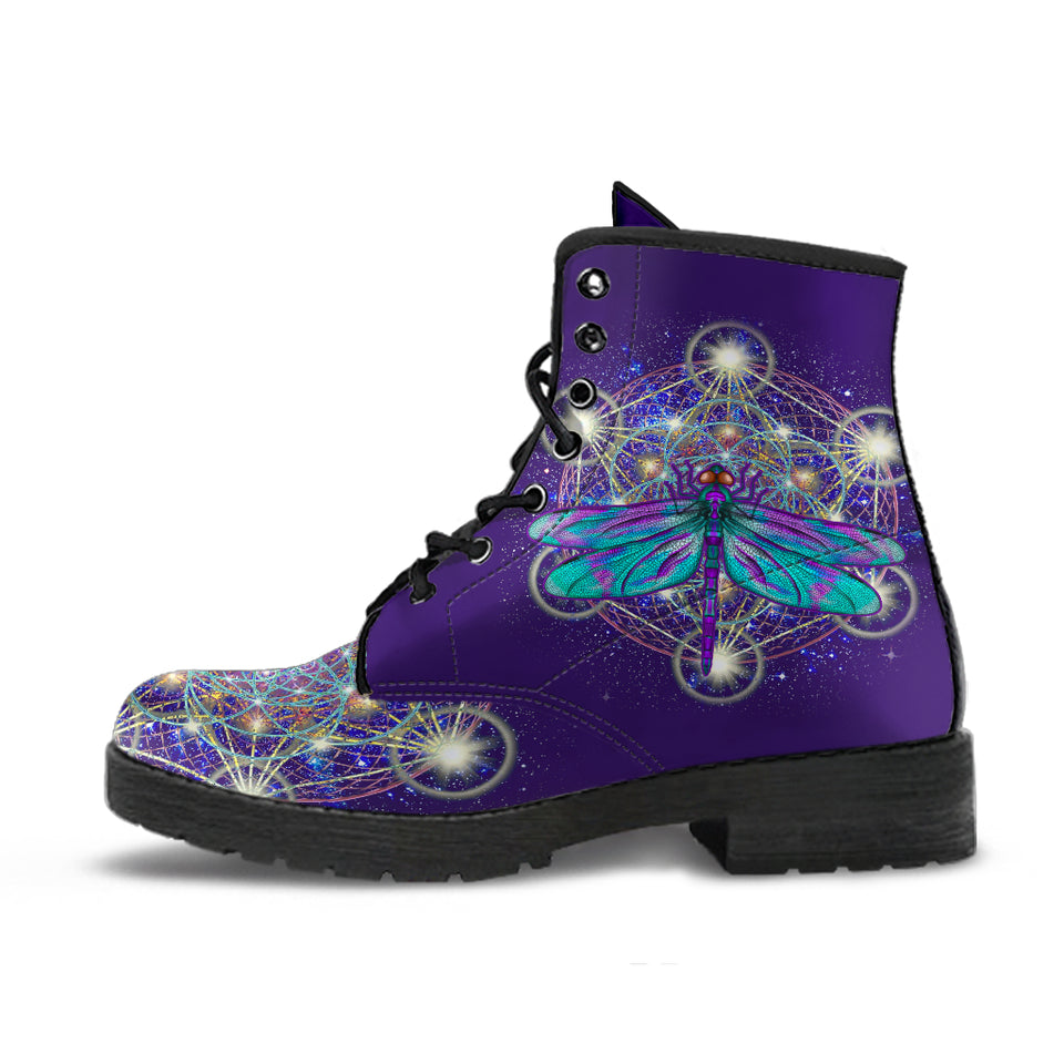 Green Dragonfly, Lace Up Boots, Handmade Boots, Vegan Leather, Chakra, Spiritual, Festival Boots, Forest Nature, Rain Boots, Classic Boot