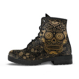 Black Sugar Skull, Dia De los Muertos, Women's Boots, Vegan Leather, Combat Style Boots, Lolita Combat Boots, Day Of The Dead