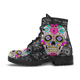 Sugar Skull Boots, Sugar Skull Shoes, Mens Womens Leather Boots, Skull Boots, Handcrafted Boots, Snow Boots Women, Rain Shoes, Womens Outdoor Boots, Ankle Booties V2