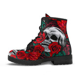 Skull Rose Design, womens Leather Shoes, skull boots women, Handmade Shoes, Womens Winter Boots, Rain Boots women, Bohemian Style