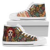 Santa Muerte Custom Sneakers, Sugar Skull Custom Shoes, Santisima Muerte Hand Painted Shoes