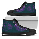 Purple Sun and Moon, Womens Leather Boots high top