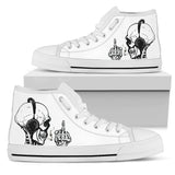 Skeleton wearing headphones up yours custom hightop converse