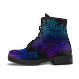 Owl Blue Purple, Womens Leather Boots, Vegan Leather, Spiritual, Multi Colored