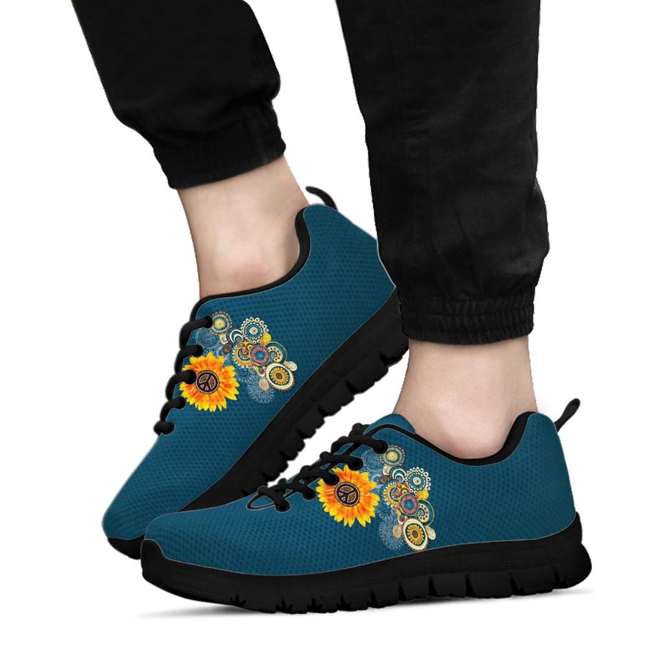 Manadala Peace Sign, Purple Black, Women's Boots SNEAKERS