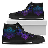 Owl Blue Purple, Womens Leather Boots high top