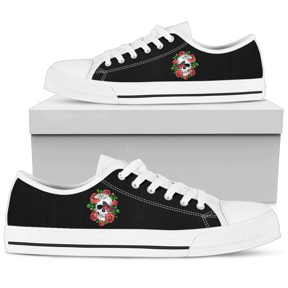 Skull and Roses, Gothic Hiking Boots, Women_s Boots