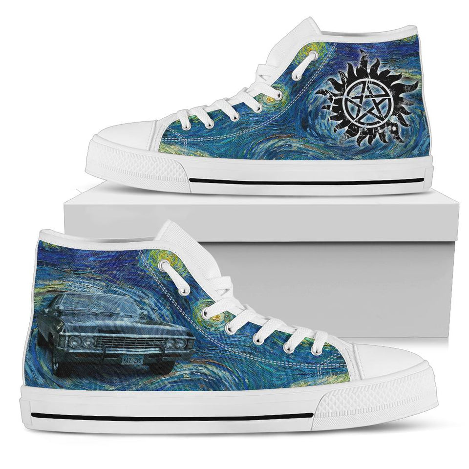 Supernatural Custom Sneakers, Chevrolet Impala Custom Shoes, Hand Painted Shoes, High top